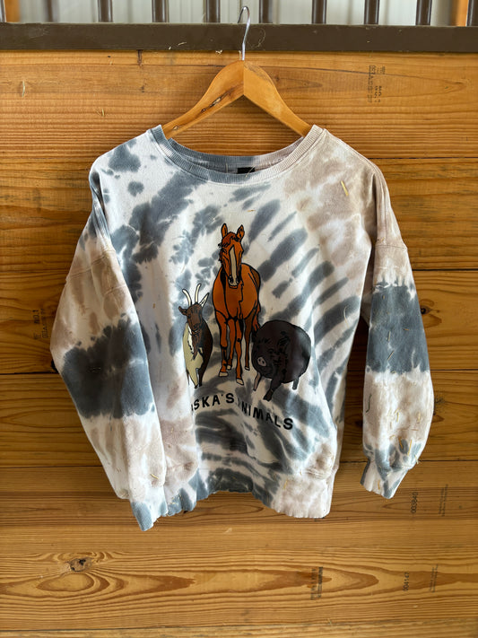 Aska's Animals Upcycled Tie-Dye Sweatshirt - Women's Medium