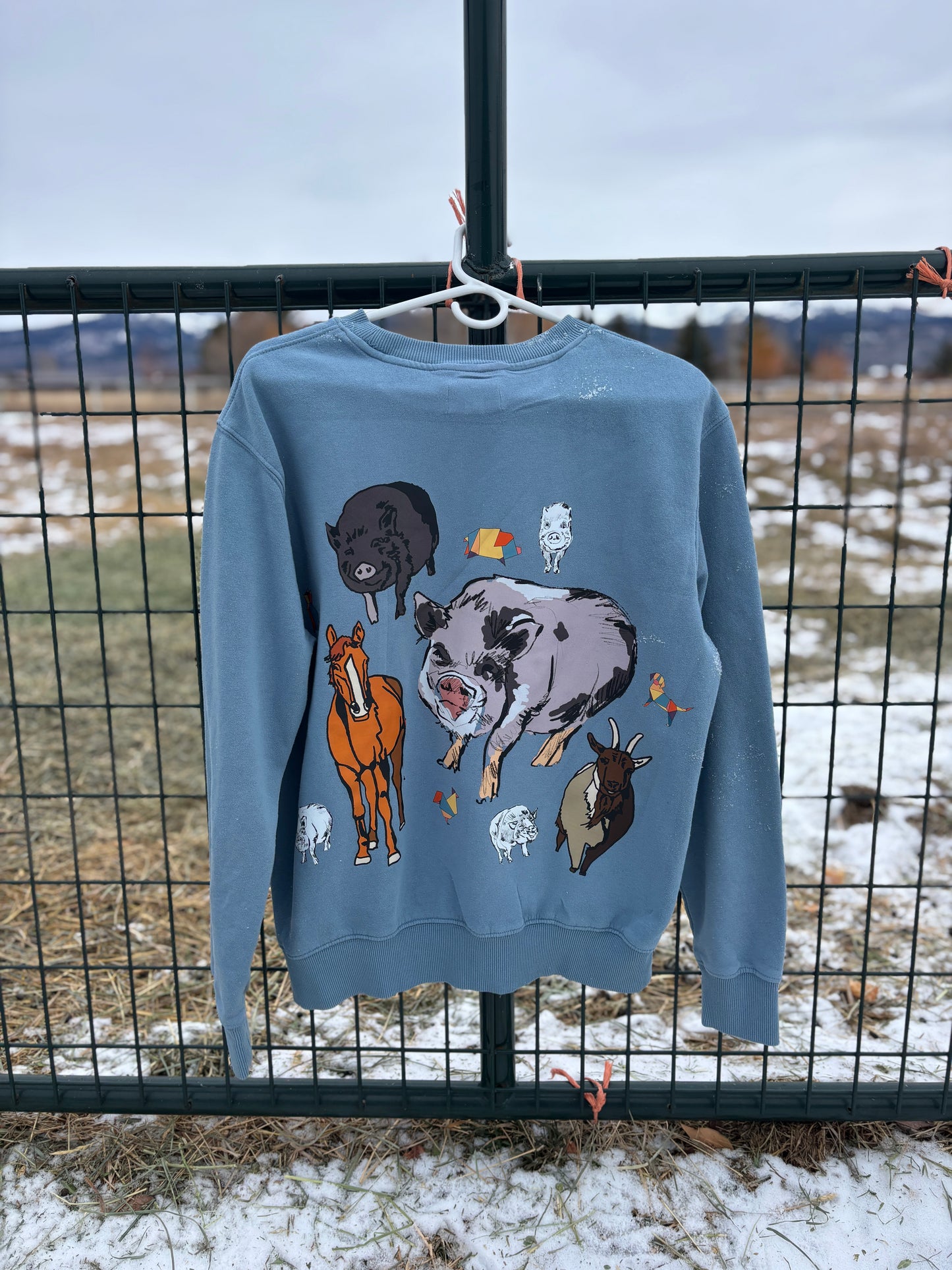 Aska's Animals Upcycled Crew Neck - Unisex Large